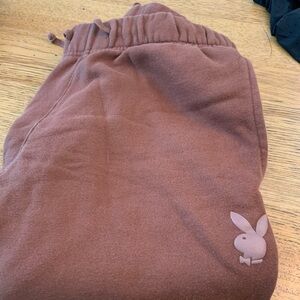 PacSun Brown Joggers with Bunny Logo